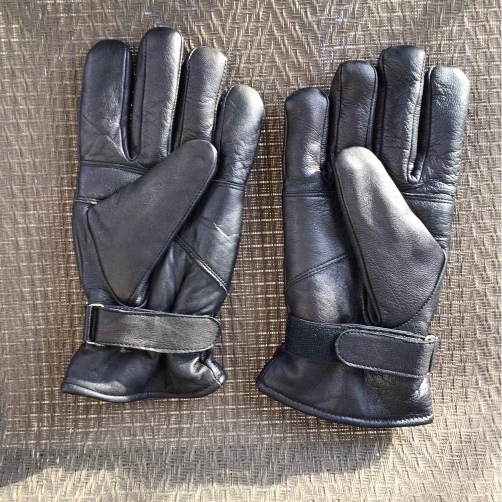 Black Leather Ladies Ski Gloves Size XL